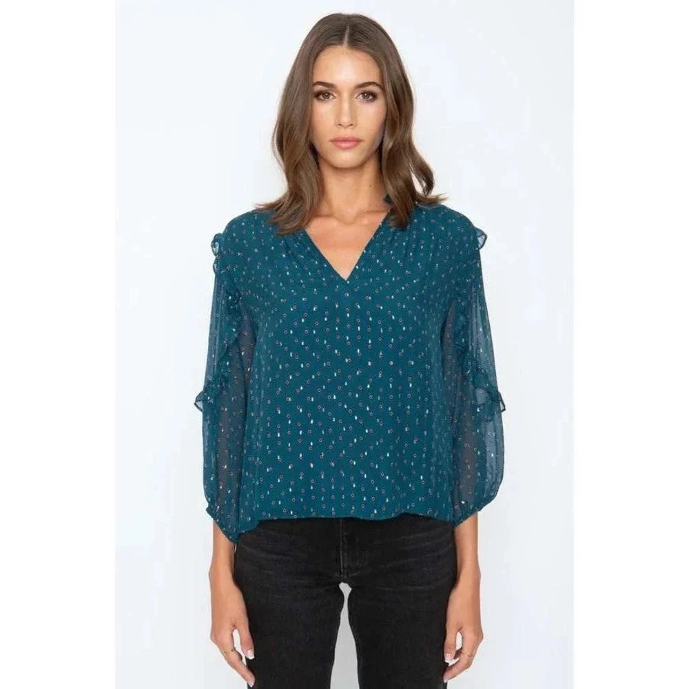 Caballero Gracie Lurex Chiffon Blouse Top